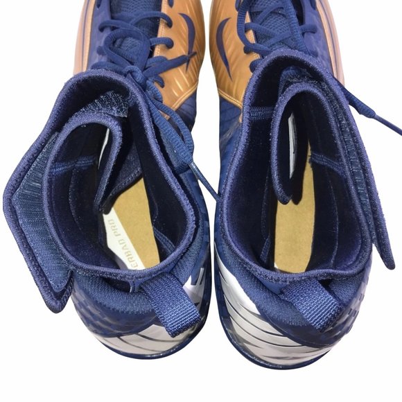 NWOT Nike Superbad Pro Lunarlon Gold Blue Football Player Cleats Men's 18 - Picture 6 of 9